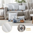 thumbnail image 6 of Blue Pumpkins Fall Outdoor Waterproof Pillow Covers, Coastal Thanksgiving Summer Botanical Decorative Square Throw Pillowcase Sofa Cushion Sham for Patio/Couch/Chair, 26"x26" 2 Pack, 6 of 8