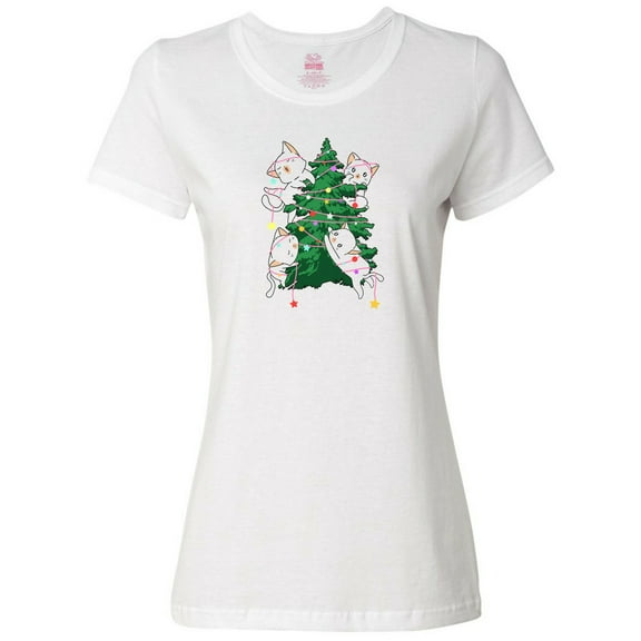 Inktastic Kawaii Cats Christmas Tree Women's T-Shirt