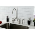 thumbnail image 2 of Kingston Brass KS7798AXBS English Country Two-Handle 3-Hole Deck Mount Bridge Kitchen Faucet with Brass Side Sprayer in Brushed Nickel, 2 of 8