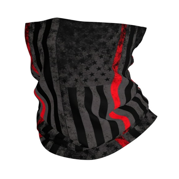 Fire Fighter Thin Red Line Flag Face Mask Bandanas Neck Gaiter Headwear Magic Scarf Headband For Dust Sun Wind