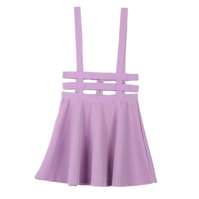 womens pleated short braces skirt pink