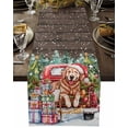 thumbnail image 5 of Christmas Tree Truck Dog Table Runner 14x72in Non-Slip Cotton Linen Table Runners, Winter Snowflakes Dresser Scarves TableRunner for Dinner Kitchen Dining Wedding Party, 5 of 9