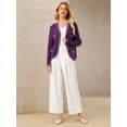 thumbnail image 2 of DARING DIVA Women's Contrast Trim Knit Ribbed Cardigan Sweater L Purple, 2 of 7