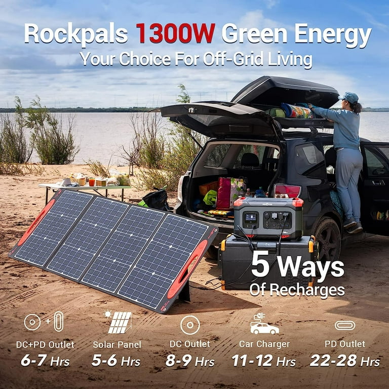 ROCKPALS Portable Power Station 1254.4Wh, 1300W LiFePO4 Battery