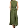 thumbnail image 2 of Sakkas Beverlee Embroidered Button Down Sleeveless Caftan Dress - Green - S/M, 2 of 5