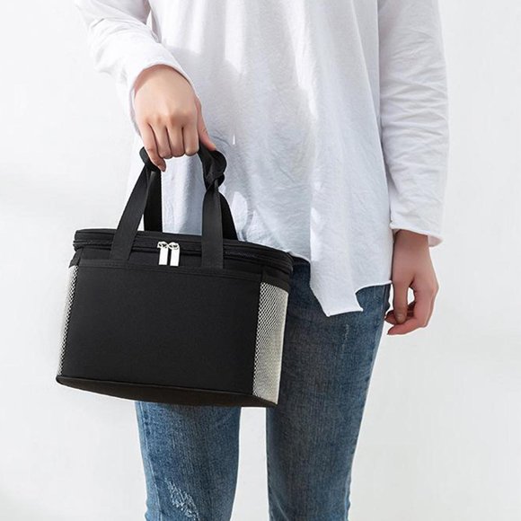 Bolsas de asas para entrega de alimentos fríos y calientes, para hombre o bolsa de almuerzo para adultos para viajes, playa, enfriador para a Negro-L Soledad contenedor de almuerzo con aislamiento