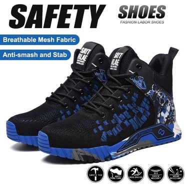 XQJ Steel Toe Boots For Men Work Safety Shoes Anti-smash Anti-puncture Indestructible Shoes Construction Working Boots Outdoor Security Boots Blue