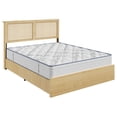 thumbnail image 1 of Rattan Queen Bed Frame– Platform Bed Frame with Rattan Headboard & LED Lights, Under Bed Storage, Wooden Legs Support, Noise-Free, No Box Spring Needed, 1 of 9