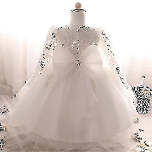 Vestido de princesa Bautismo Flores YONGSHENG Blanco 7-12 Meses
