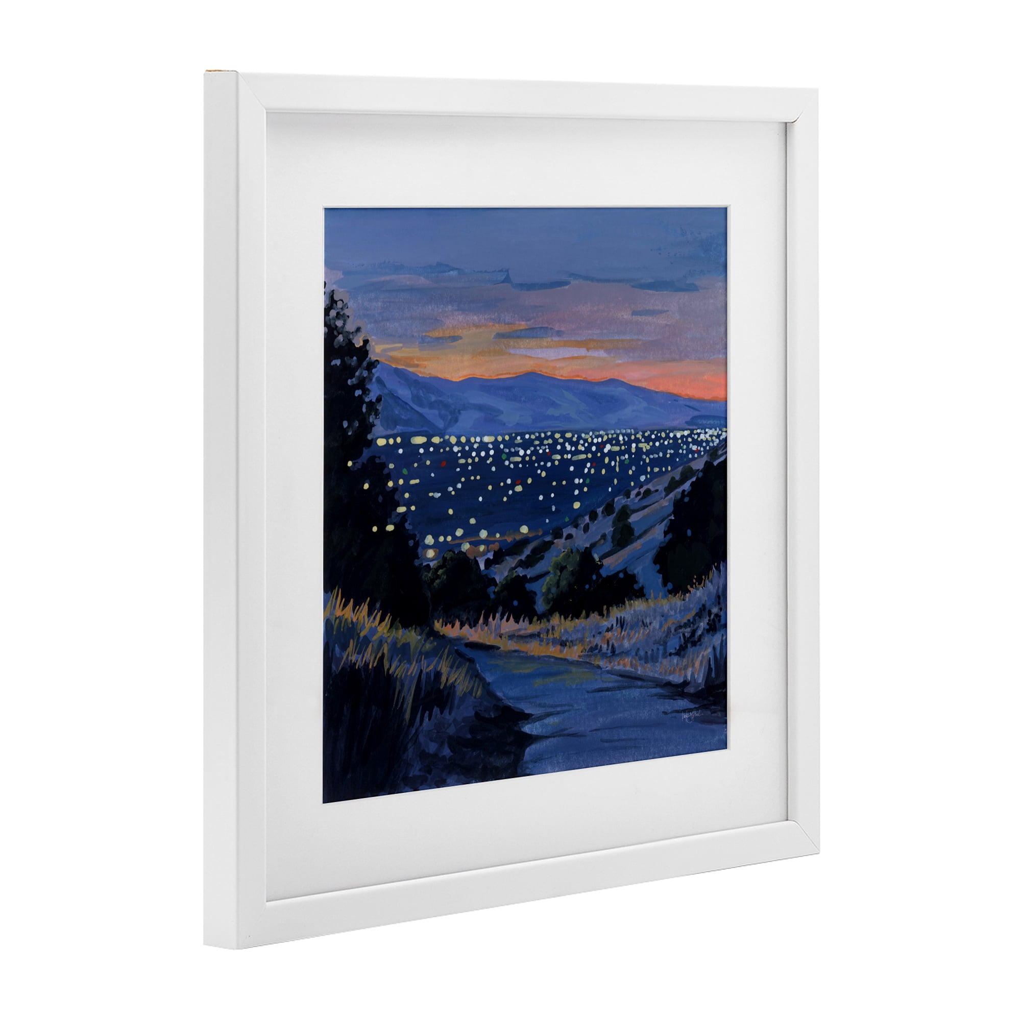 Stupell Industries Desert City Lights At Dusk White Framed Print Under Glass, design by Kate Jarvik Birch