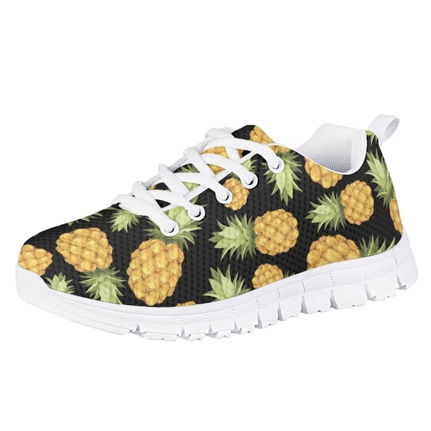 Pzuqiu Tropical Pineapple Kids Tennis Shoes Girls Size 11 Lightweight Running Sneakers