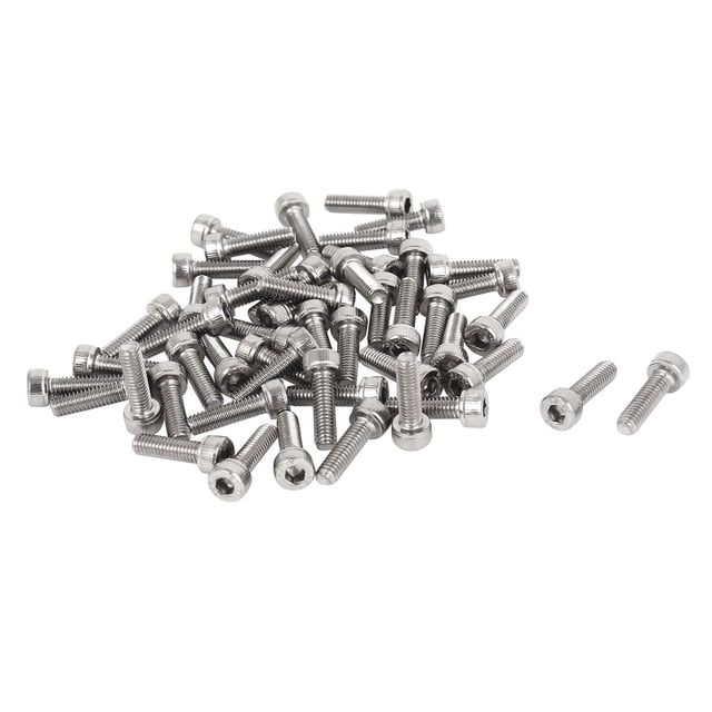 Tornillos de cabeza hexagonal de acero inoxidable M4x14mm con paso de 0.7mm, 50 piezas