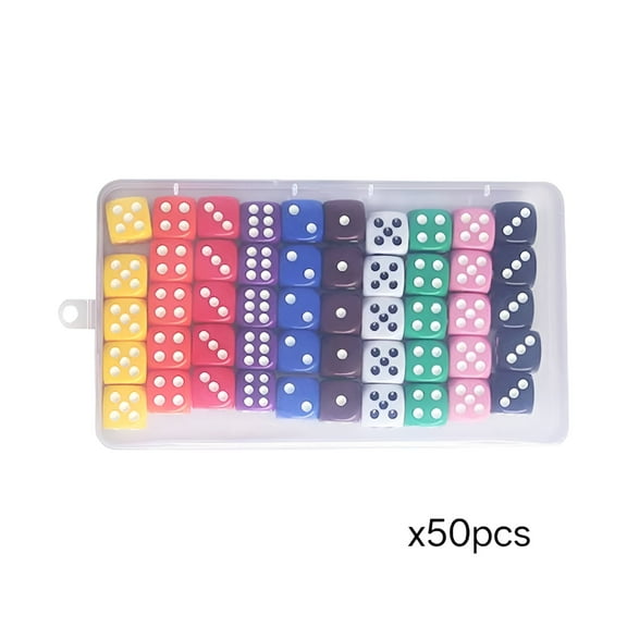 BESTSKY 50pcs Six-Sided Game Dice Set,6 Sided Dice Set 16mm Acrylic Game Dice for DND,MTG,RPG,Tenzi,Yahtze,Bunco,Table Board Games,Math Teaching,Acrylic Dice for Party,KTV,Bar Use