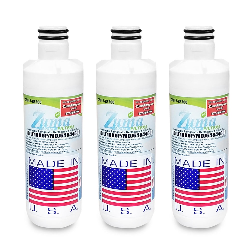 ZUMA Brand , Water and Ice Filter , Model # ZWFL7-RF300 , Compatible with LG® Lt1000pc - 3 Pack - Made in U.S.A.