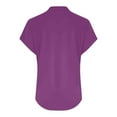 thumbnail image 5 of Women's Fashion Casual V Neck Down Short Sleeve Top T Shirt Purple Women Cotton And Linen T Shirt Women's Short Sleeve T-Shirt(XXXL), 5 of 8