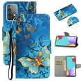 thumbnail image 1 of SaniMore for Samsung Galaxy A73 5G 6.7" 2022 Wallet Case, Color Painting Pattern with Kickstand Card Slots Detachable Wrist Strap Girls Women PU Leather Case Magnetic Clasp, Gold Butterfly, 1 of 8