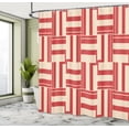 thumbnail image 4 of Ambesonne Simplistic Shower Curtain, Abstract Lines Retro Art, 69"Wx84"L, Scarlet and Pale Peach, 4 of 4