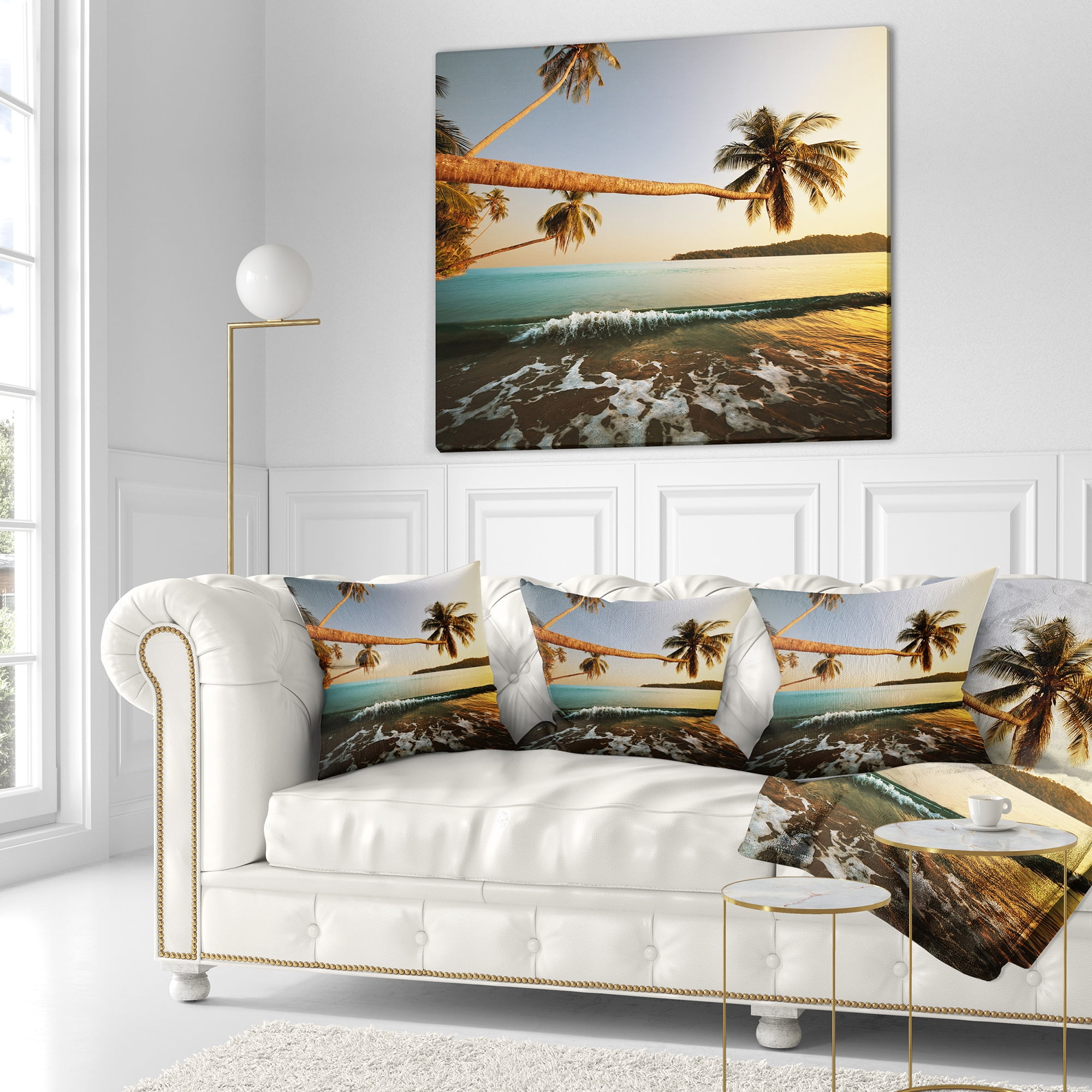 Designart Andaman Sea Large Coconut Palms - Seashore Throw Pillow - 16x16