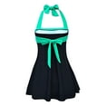 thumbnail image 3 of Gibobby Conjunto de Traje de Baño para Mujer Traje de baño de estilo de falda dividida con empalme de color sólido con cordones y cuello colgante sexy pa(Verde,XL), 3 of 4