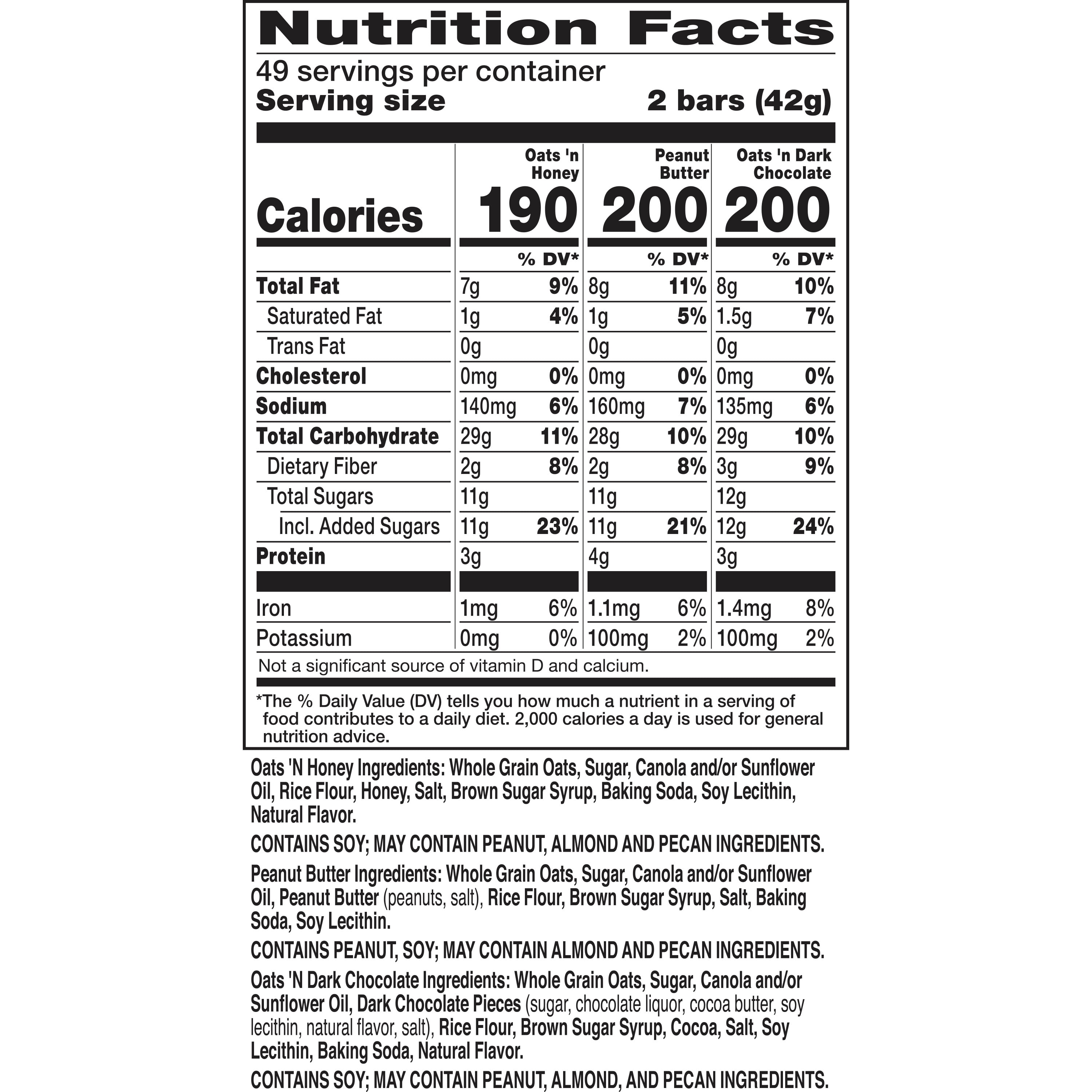 Nature Valley Crunchy Granola Bars Variety Pack, 98 Bars, 73.01 oz (49 Pouches)