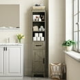 thumbnail image 4 of IDEALSOUL Tall Bathroom Storage Cabinet, Narrow Bathroom Storage, Freestanding Linen Cabinet with Barn Door and Drawer, Gray, 4 of 8