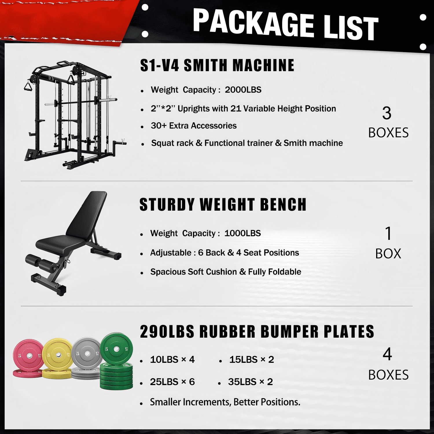 S1-V4 Smith Machine, 2000LBS Power Cage with Cable Crossover System, All-in-One Squat Rack with Smith Bar, Strength Training Equipment for Hone Gym
