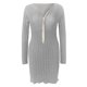 thumbnail image 2 of Gibobby Vestido de manga larga Vestido de suéter de mujer Media cremallera Cuello en V Manga larga Color sólido Vestido de mujer de punto(Gris,G), 2 of 4