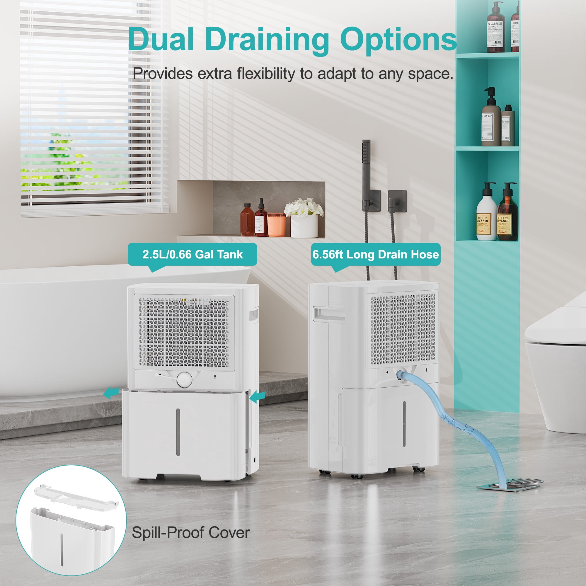 Kesnos 50 Pints Energy Star Dehumidifier for 4500 Sq. Ft, Most Efficient 2025 Certified, Intelligent Humidity Control, 24H Timer, Auto Drain, Quiet Operation for Home Basement Large Room, White