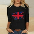 thumbnail image 2 of WREESH Womens Great Britain Uk Flag T-Shirts Casual 3/4 Sleeve T-Shirts Round Neck Tunic Tops Basic Graphic Tees Loose Pullover Blouses Black, 2 of 5