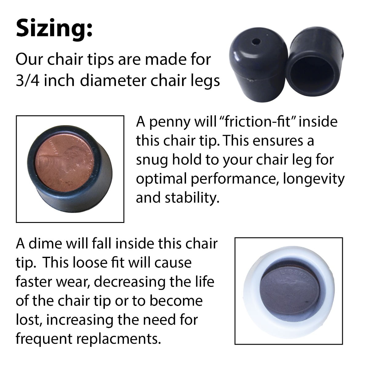 25 Pack Brown Leg Tip 3/4" Diameter Replacement Folding Chairs Leg Pad 