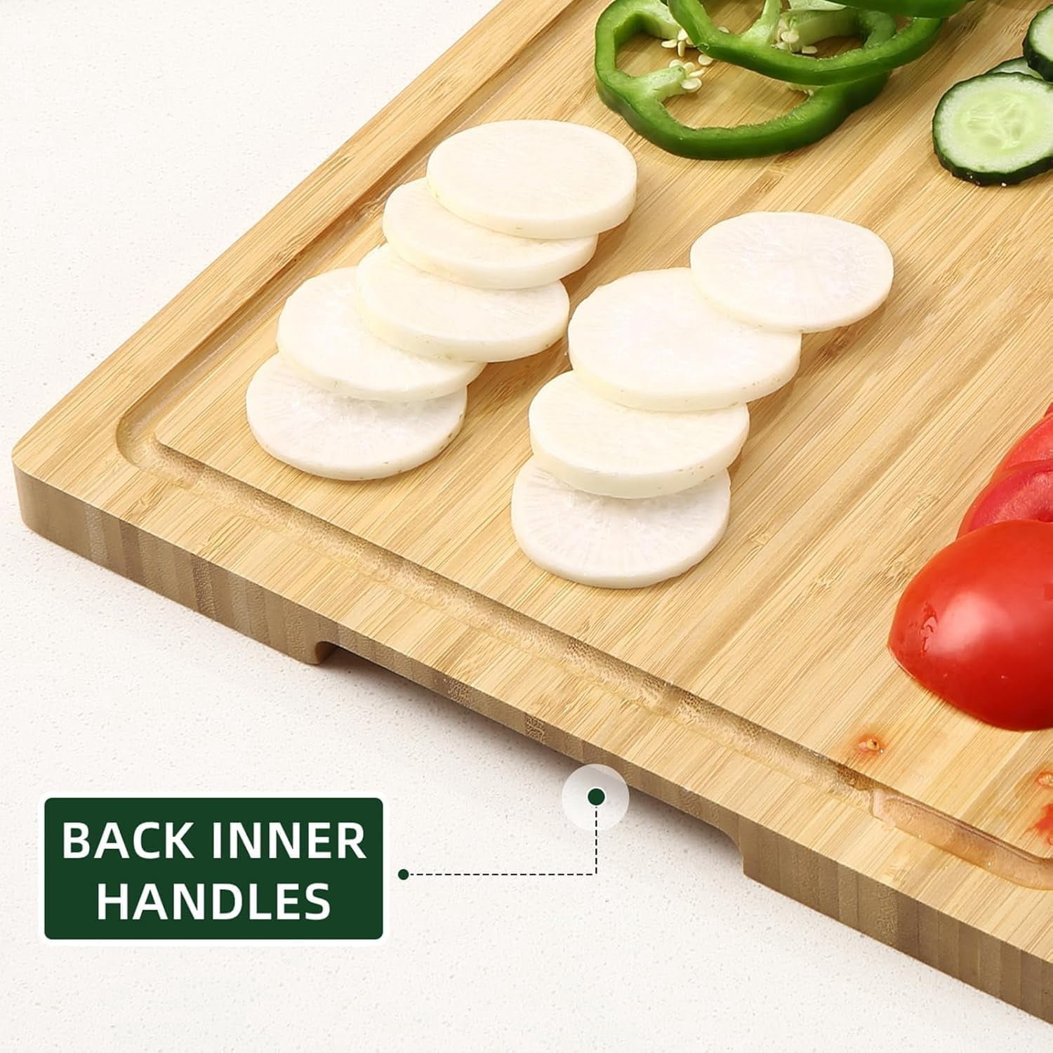 2Pcs 24 in Extra Large Bamboo Cutting Board with Juice Groove, Heavy Duty Wood Chopping Board and Stovetop Cover with Handles, 100% Organic Natural Bamboo for Kitchen