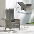 thumbnail image 2 of Fauteuil Inclinable d'Extérieur en Osier Gris avec Dossier Réglable 105°-150°, Coussin Épais Rembourré, Cadre en Acier Enduit de Poudre, Chaise Longue de Patio Résistante aux Intempéries pour Jardin et Bord de Piscine, 2 of 7