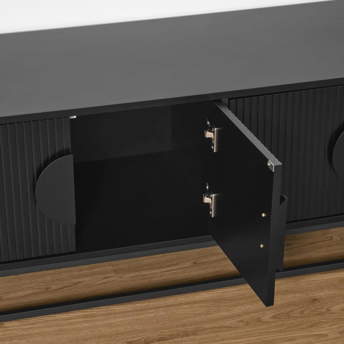 Anko Modern Ribbed Entmt Unit - Black