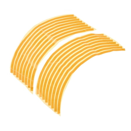 Unique Bargains 13" Length Motorcycle Vehicle Wheel Decals Rim Tape Stickers Strip Yellow 16 Pcs