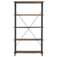 thumbnail image 2 of Weston Home Clayton 5 Shelf Wide Wood and Metal Bookcase, Dark Brown Shelves, 2 of 2