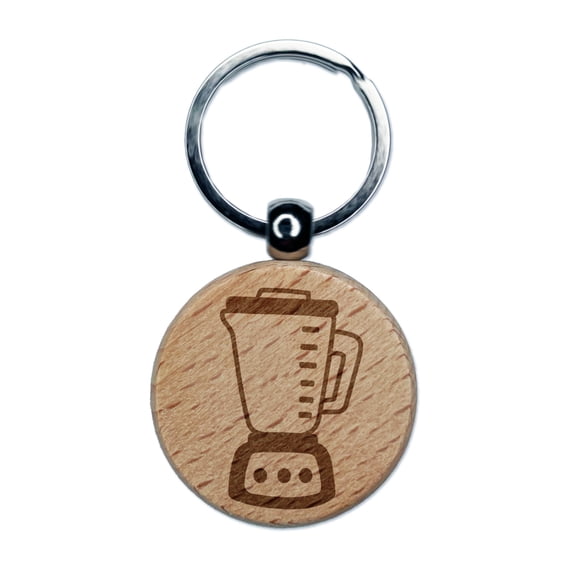 Blender for Making Smoothies and Shakes Round Keychain Charm Tag - Engraved Wood