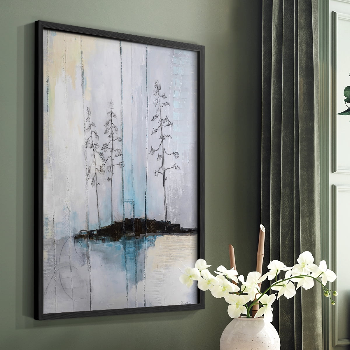 In the Company of Three in Black Solid Wood 22 x 28 Framed Print