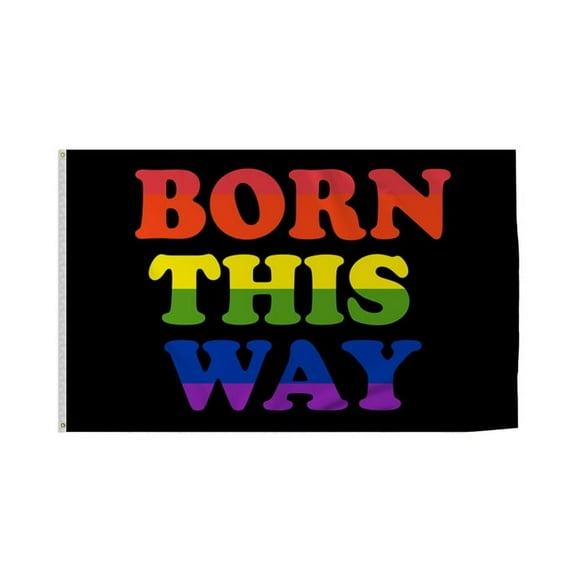 Promopatriot Born this way Pride Flag 3x5 Ft Printed 200D Nylon Brass Grommets Stitched Edges Fade Proof Sharp Colors - Pride Lgbtq Flag 3x5 Fts