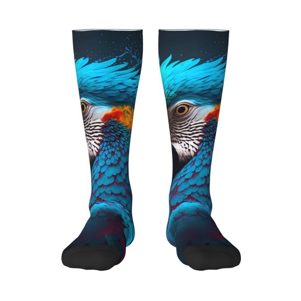 Balery Modern Style Blue Parrot Calcetines novedosos Calcetines deportivos Calcetines hasta la rodilla Calcetines de algodón Calcetines originales y geniales