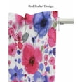 thumbnail image 5 of Watercolor Flower Linen Curtain Valance for Bedroom/Bathroom/Kitchen/Office/Living/Dining Room Window,Red Blue 4th Of July Memorial Day Rod Pocket Topper Decorative Cafe Drapes Panel 42"x18", 5 of 6