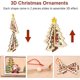 thumbnail image 3 of Colgantes de árbol de Navidad, 7 piezas de adornos navideños de madera, adornos de árbol de Navidad de madera 3D, adornos colgantes de madera de bricolaje, decoración de árbol de Navidad, 3 of 5