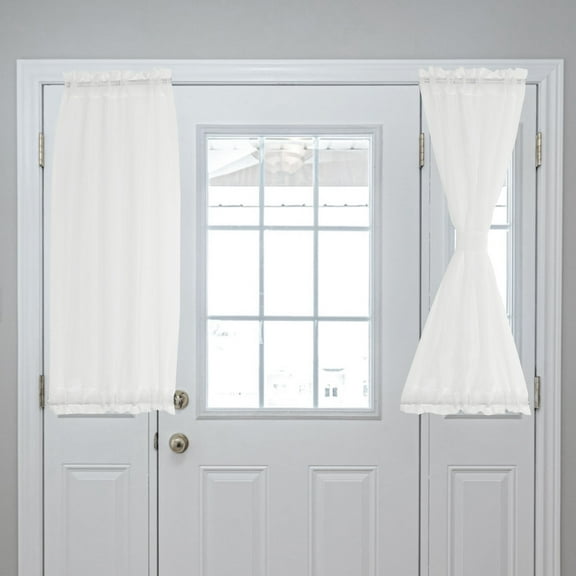 Uxcell Blackout Door Curtains French Side Door Window Curtain Rod Pocket Door Curtain White Yarn 25" x 40" 1 Panel