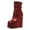 Red, variant on Women Fashion Round Closed Toe Ankle Boots Platform Wedge High Heel Punk Booties Buckled Strappy Side Zipper Party Shoes Size 7.5 Red