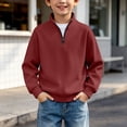 thumbnail image 2 of mgoYE Boys Quarter Zip Pullover Long Sleeve Corduroy Shirts Oversized Sweatshirts Kids Preppy Clothes Teens Hoodie 4-15T(Red,3-4 Years), 2 of 6