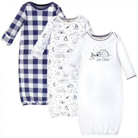 UPC: 0660168672060 | Touched by Nature Baby Organic Cotton Long-Sleeve Gowns 3pk  Arctic  0-6 Months