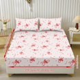 thumbnail image 2 of Bulopur Christmas 3 Piece Deep Pocket Twin Fitted Sheet Set Twin Size 3 Piece Sheet Set, Lightweight Cozy Bedding with Bottom Bedsheet, Red Candy Cane Bow Holiday Bedding, 2 of 5