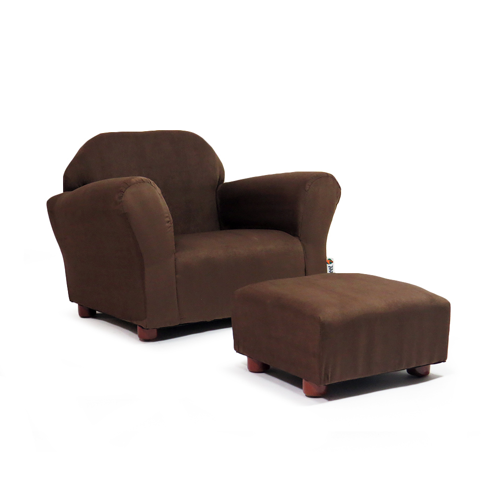 Keet Roundy Children's Chair Microsuede Brown with ottoman