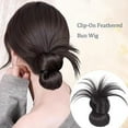 thumbnail image 5 of Clip-On Feathered Bun Wig,Messy Bun Hair Piece Claw Clip Messy Hair Buns Extensions Ponytail Hair Extensions Hair Buns Claw Clip for Women,Short Adjustable Styles Easy Hair Pieces, 5 of 6