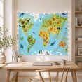 thumbnail image 5 of World Map Animals Across Continents and Oceans, Playful Illustration for Kids, Educational Wall Art, Back to School Gift, Tapestry Wall Hanging for Classroom and Playroom, 5 of 7