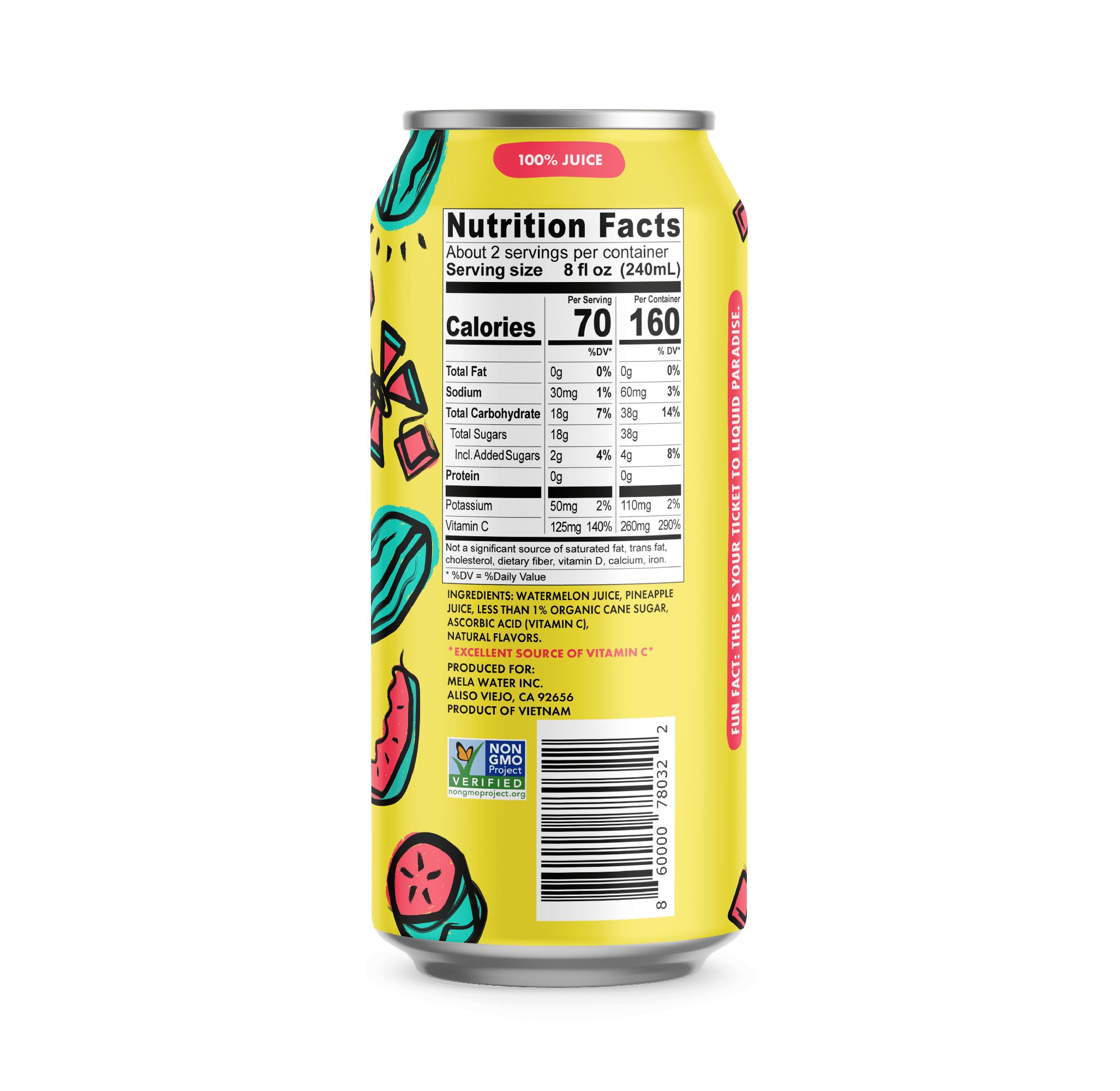 (4 pack) Mela Watermelon Water + Pineapple 16.9 fl oz